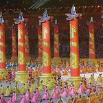 The opening ceremonies included elaborate set pieces telling the story of China's history.